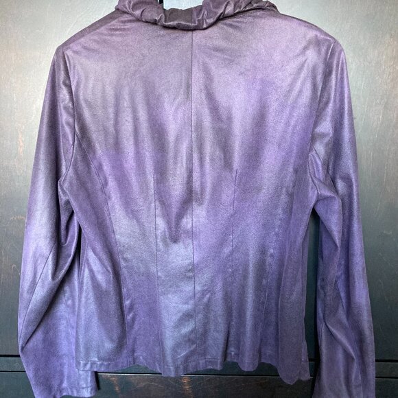 Purple Ruffle Blouse with Shoulder Pads - Picture 3 of 5